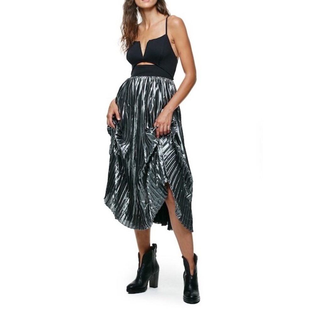EUC Free People Piper Pleated Midi Dress Holiday